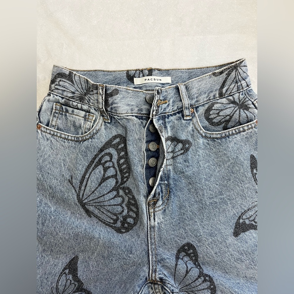 PacSun sz 25 Eco Butterfly Fairy High Waisted Straight Leg Grunge punk jeans - Picture 5 of 9